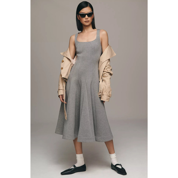 NWT Du Paradis Gray A-Line Midi Dress - XS - Picture 1 of 5